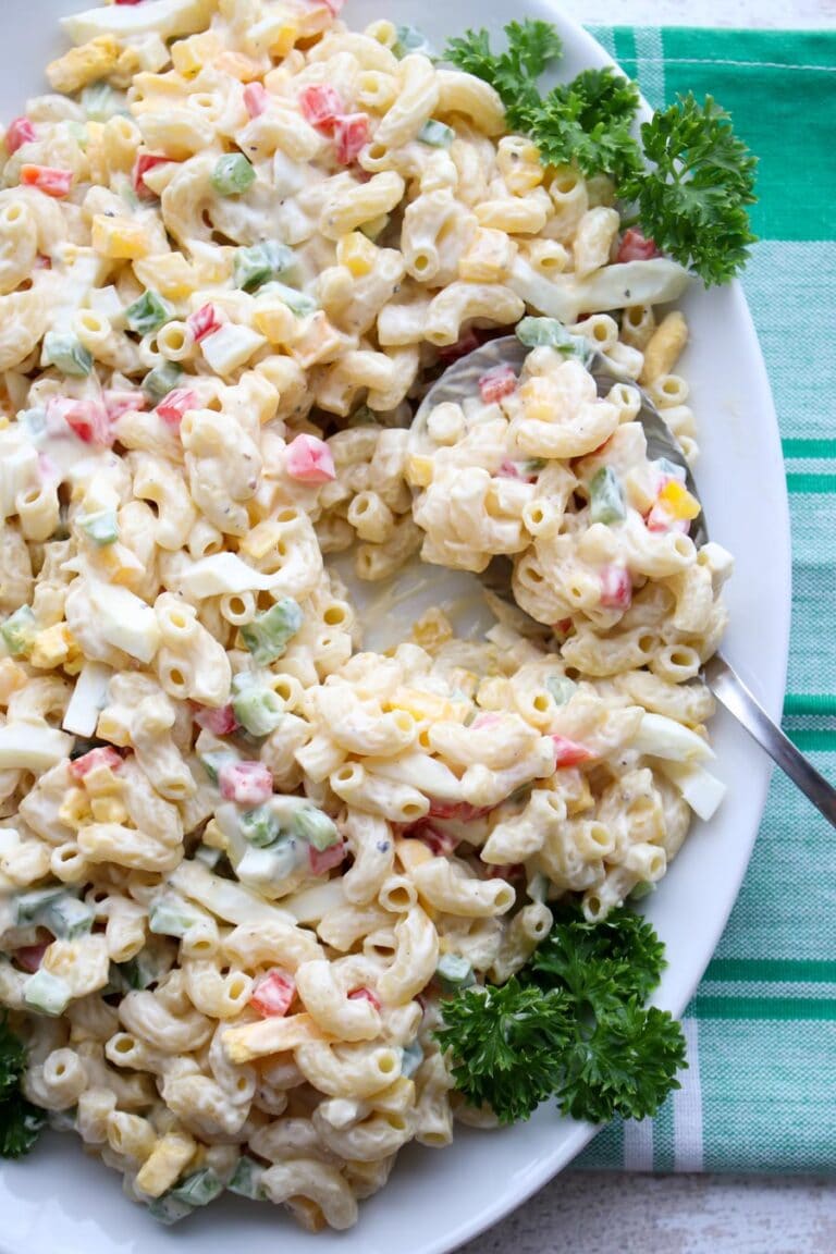 Sweet Tangy Amish Macaroni Salad - Krazy Kitchen Mom