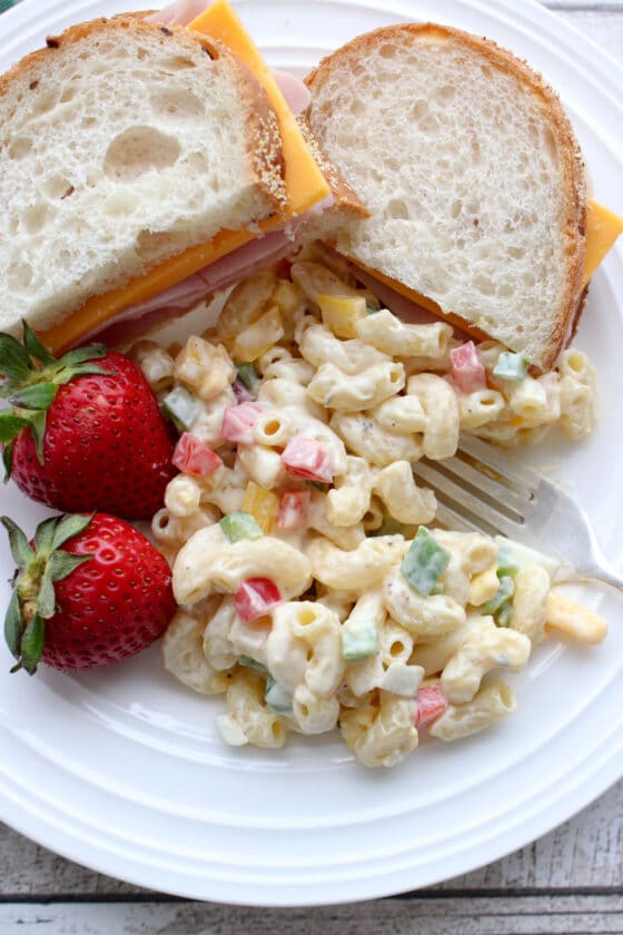 Sweet Tangy Amish Macaroni Salad - Krazy Kitchen Mom